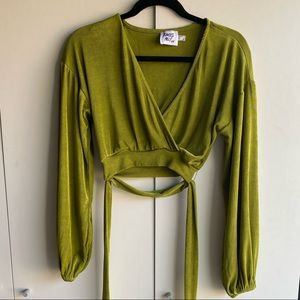 Princess Polly Green Long Sleeve Crop Top